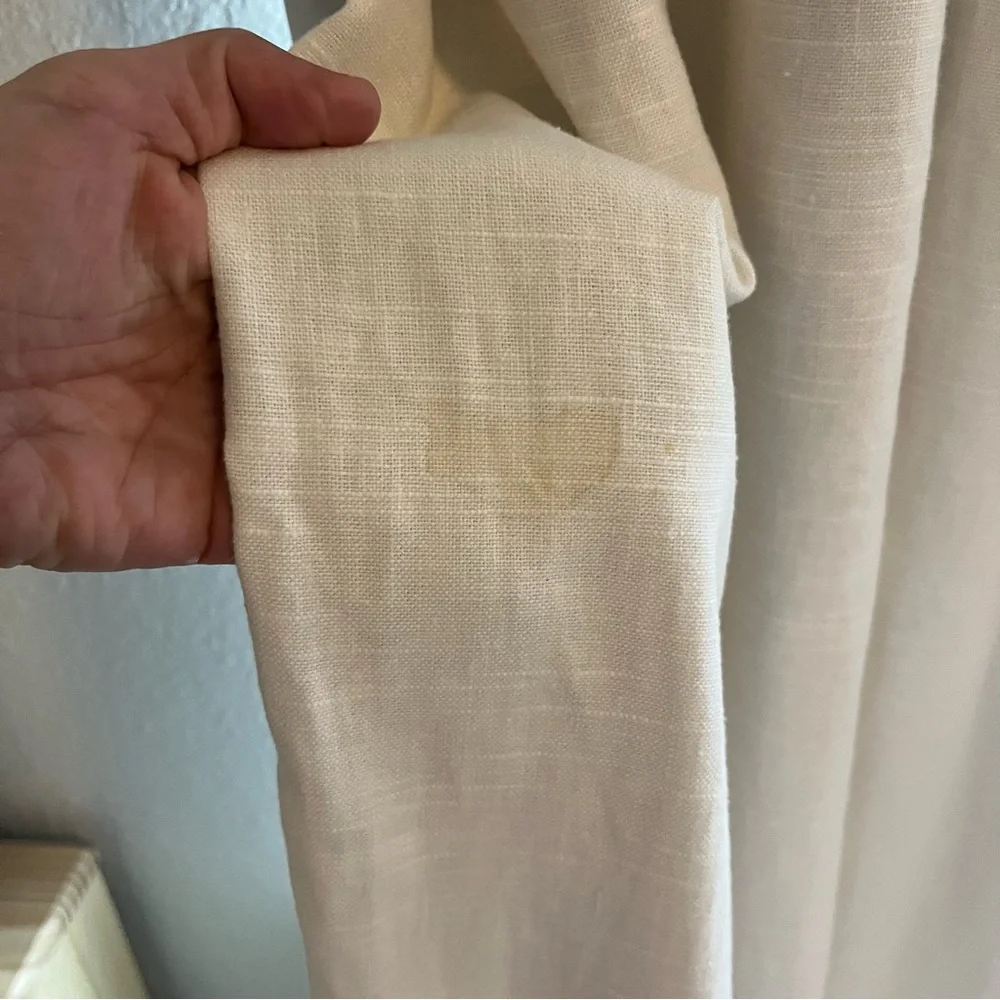 Pottery Barn 2 Emery Ivory Linen 50x84” Black Out Curtains
